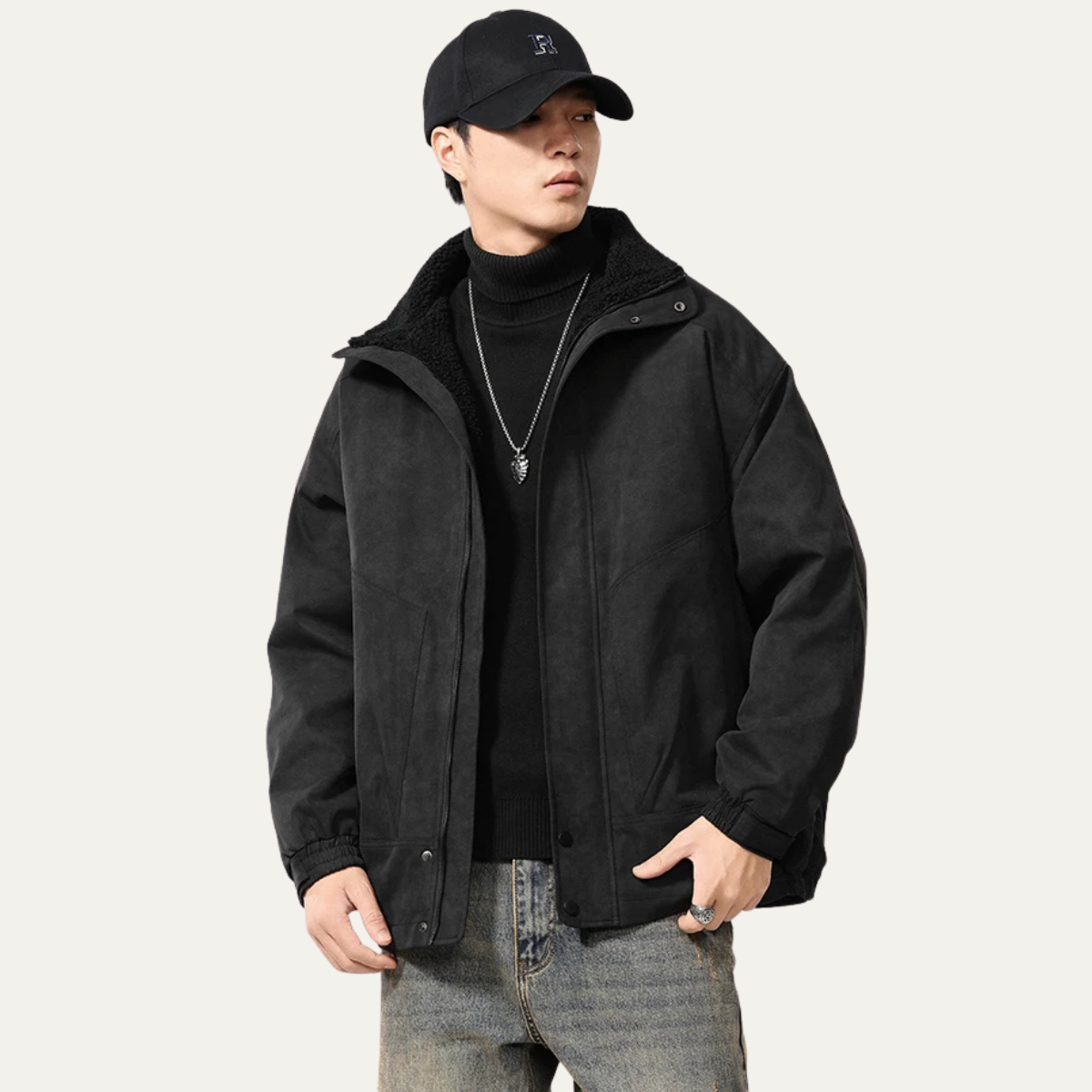 The Hampton Men’s Suede Fleece Lined Bomber Jacket