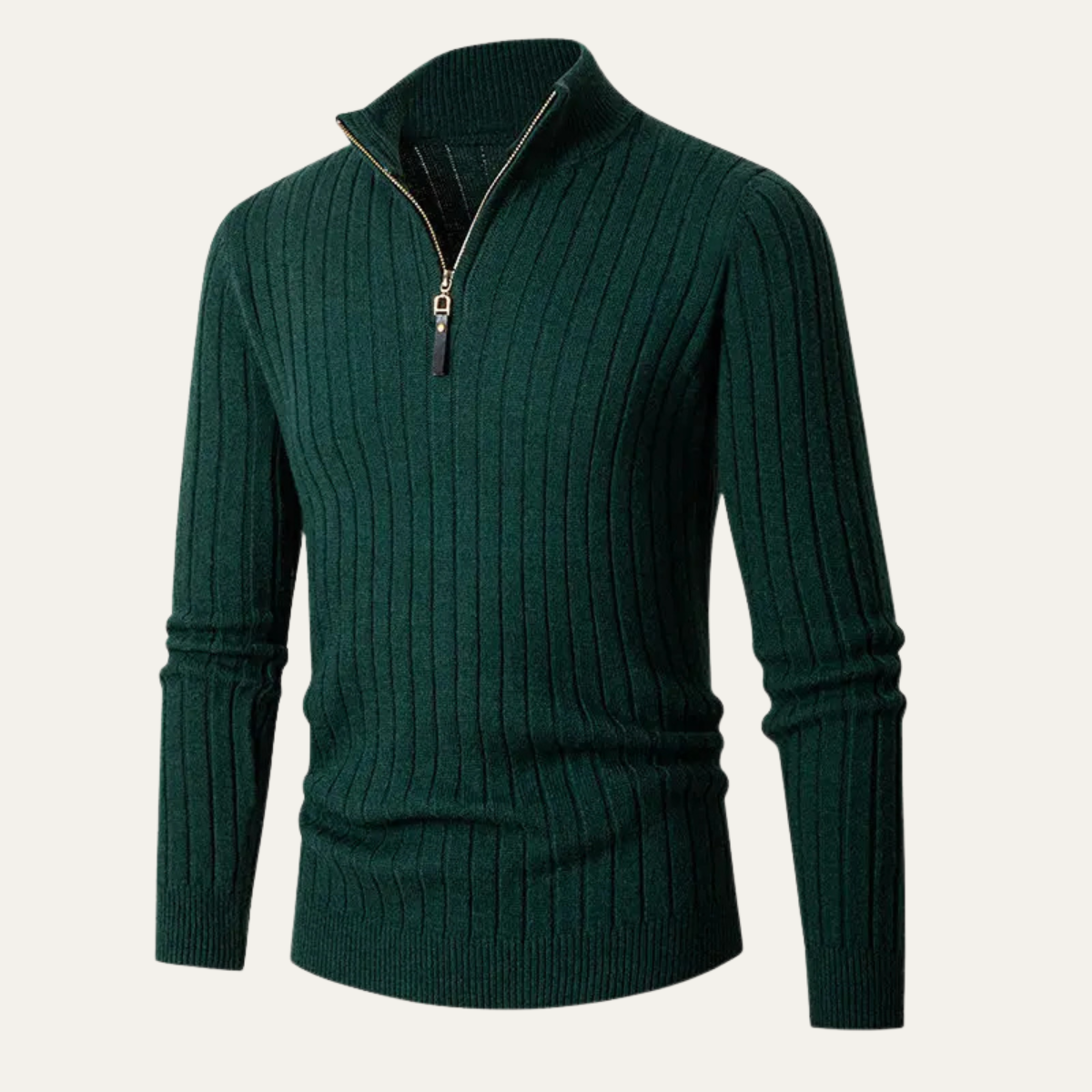 The Favignana Men's Knitted Stand Collar Ribbed Half Zip Jumper