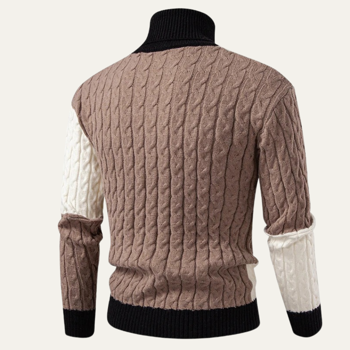 The Bevagna  Men’s Patchwork Knit Colour Block Turtleneck Jumper