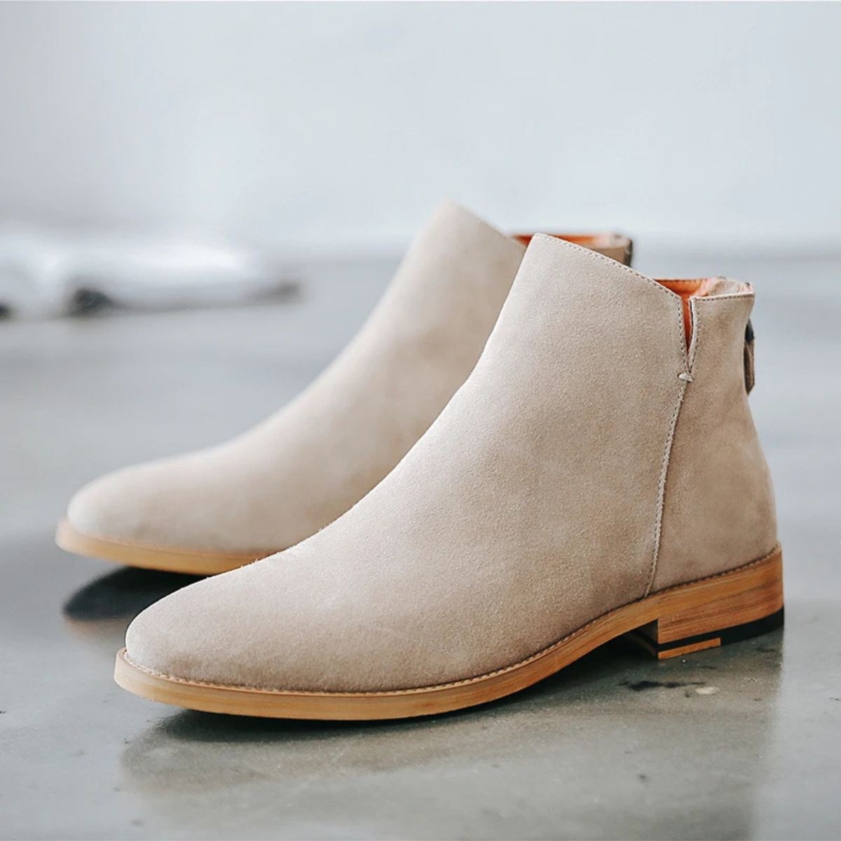 The Vendome Men’s Elegant Suede Zip Up Chelsea Boots