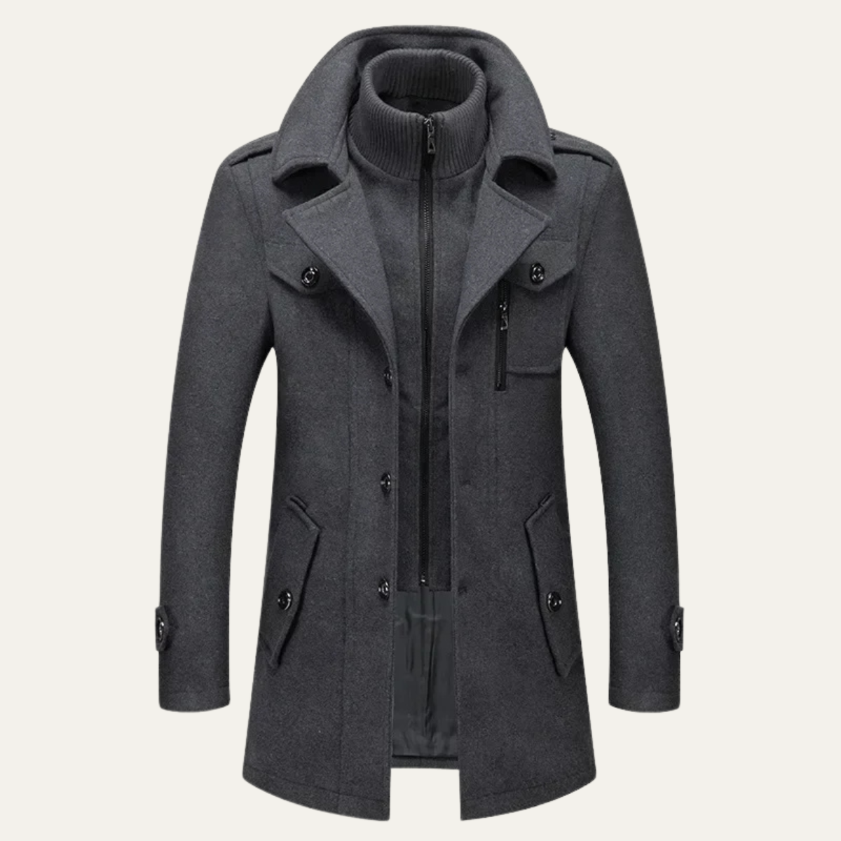 The Fasano Men's Smart Lapel Wool Blend Winter Coat