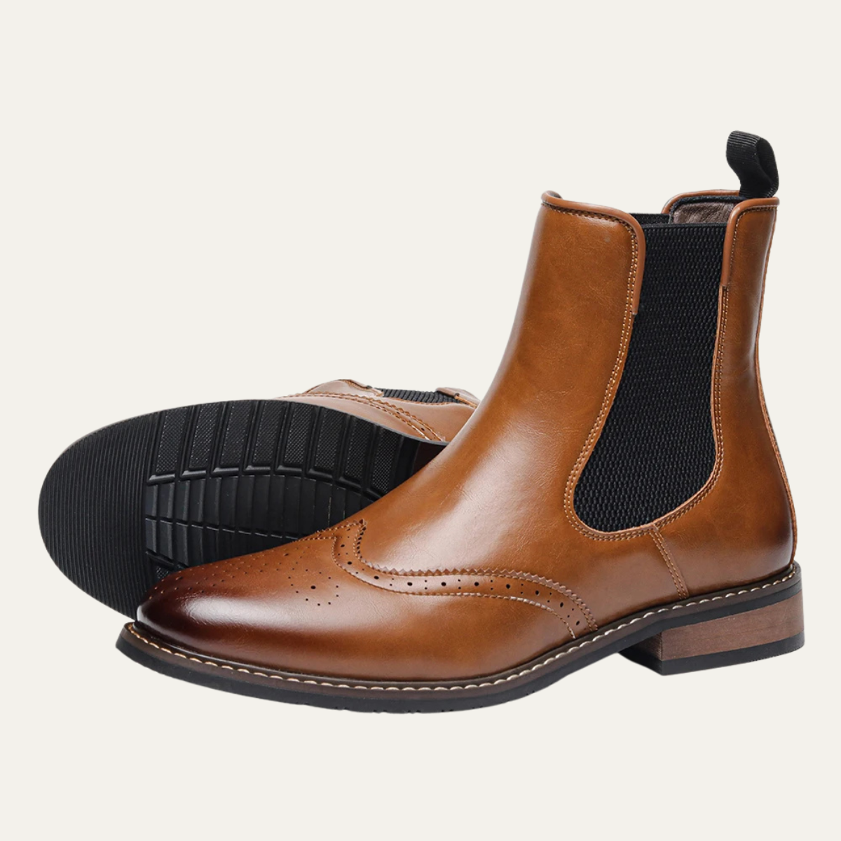 The Giudecca Men's Elastic Side Panels Leather Chelsea Boots