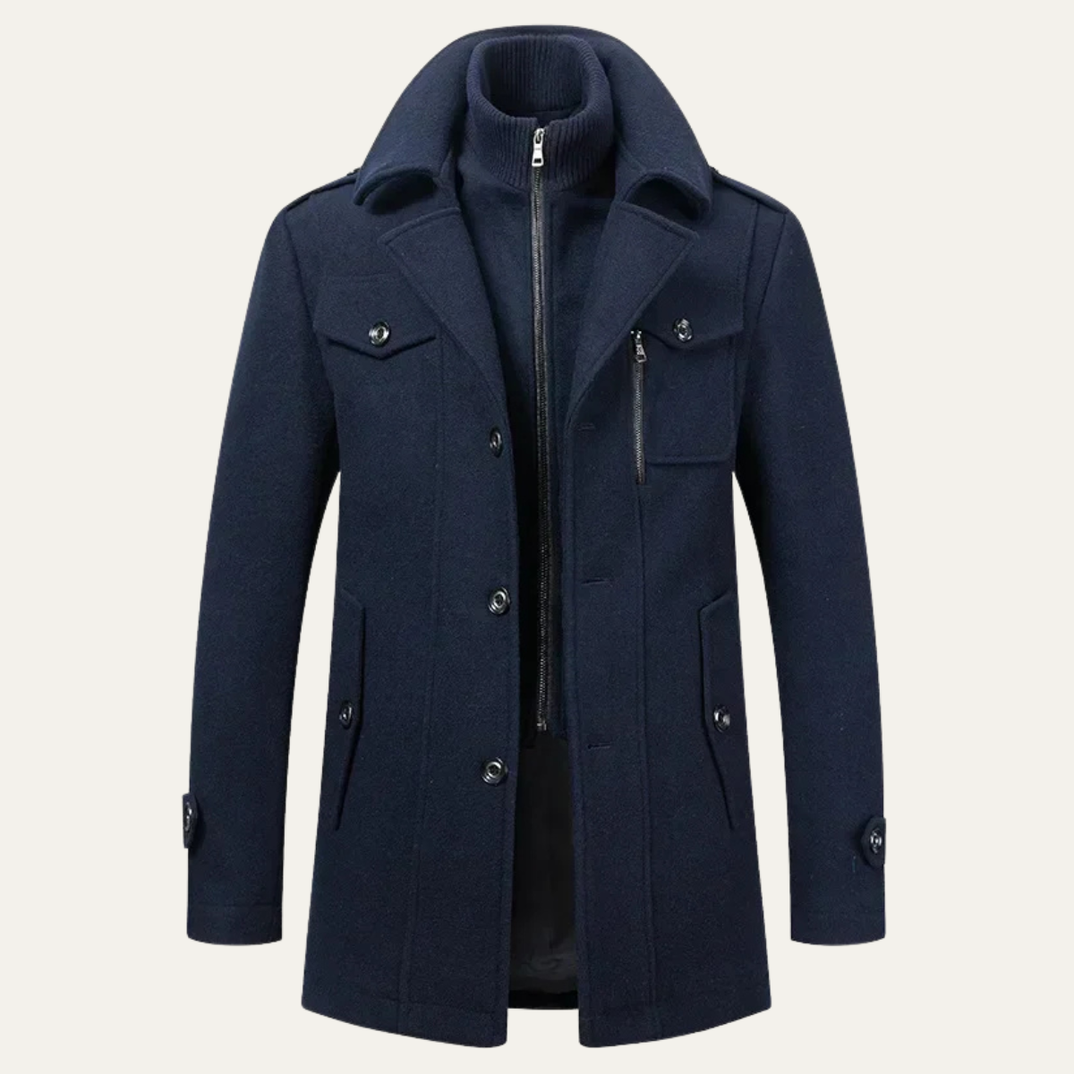 The Fasano Men's Smart Lapel Wool Blend Winter Coat