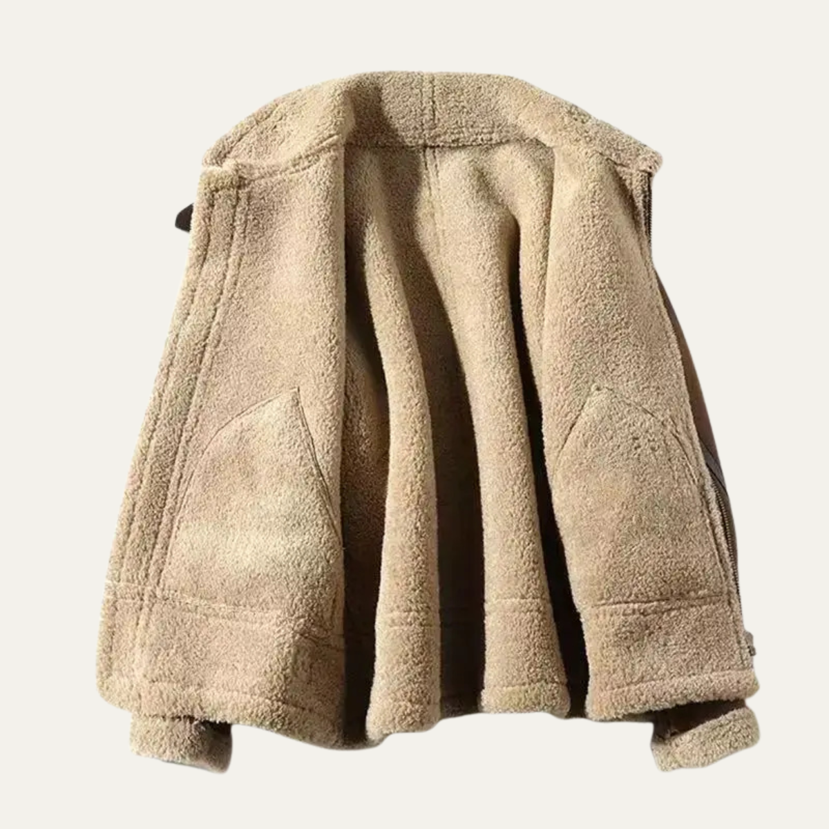 The Norcia Men’s Retro Shearling Leather Jacket with Warm Fur Lining