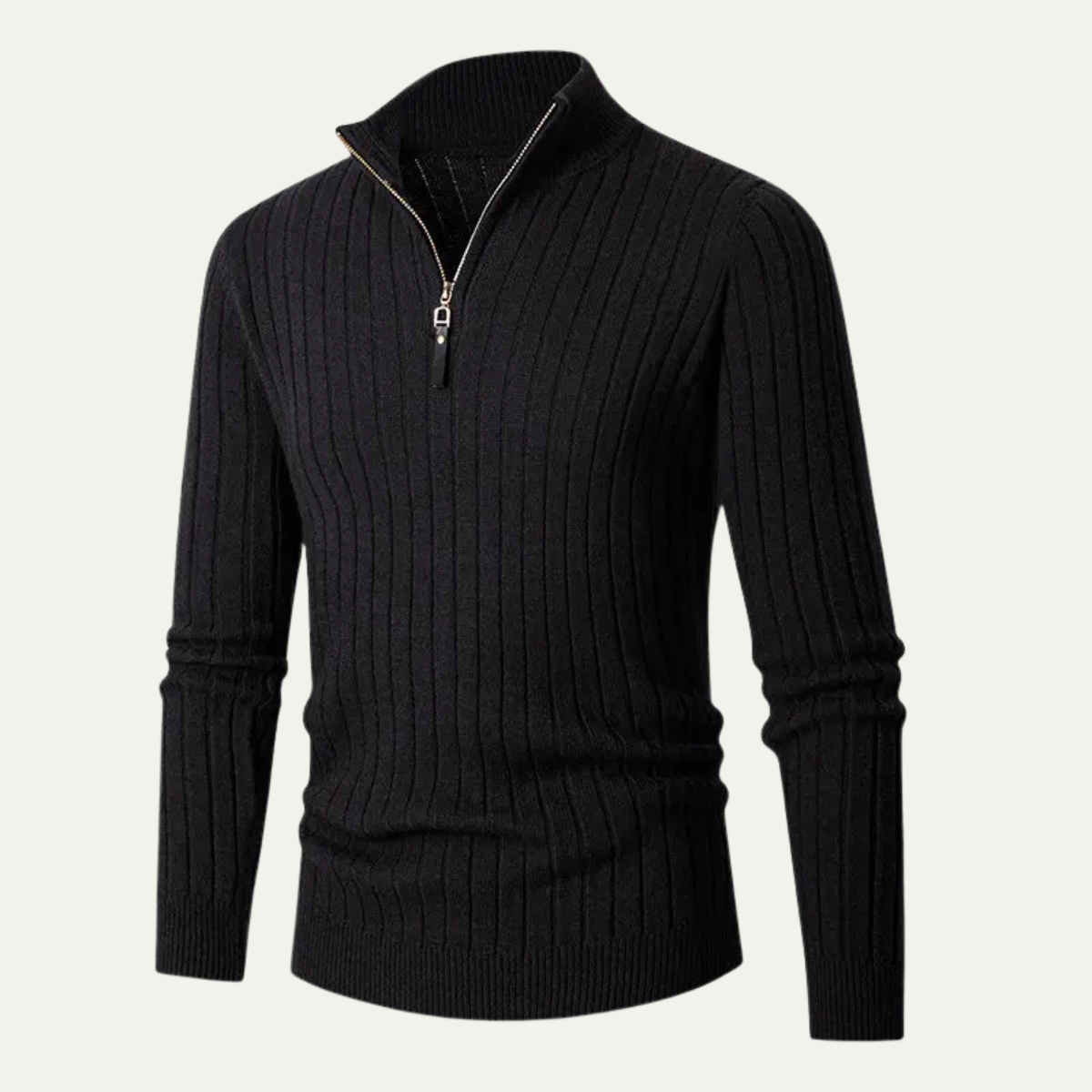 The Favignana Men's Knitted Stand Collar Ribbed Half Zip Jumper