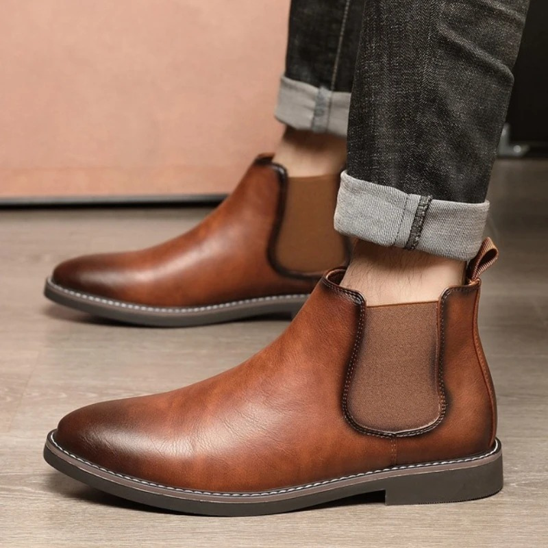 The Wrexham Men's Casual Leather Slip On Chelsea Boots