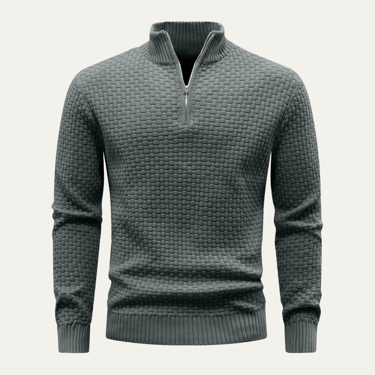 The Camogli Men’s Casual Half Zip Textured Knit Jumper