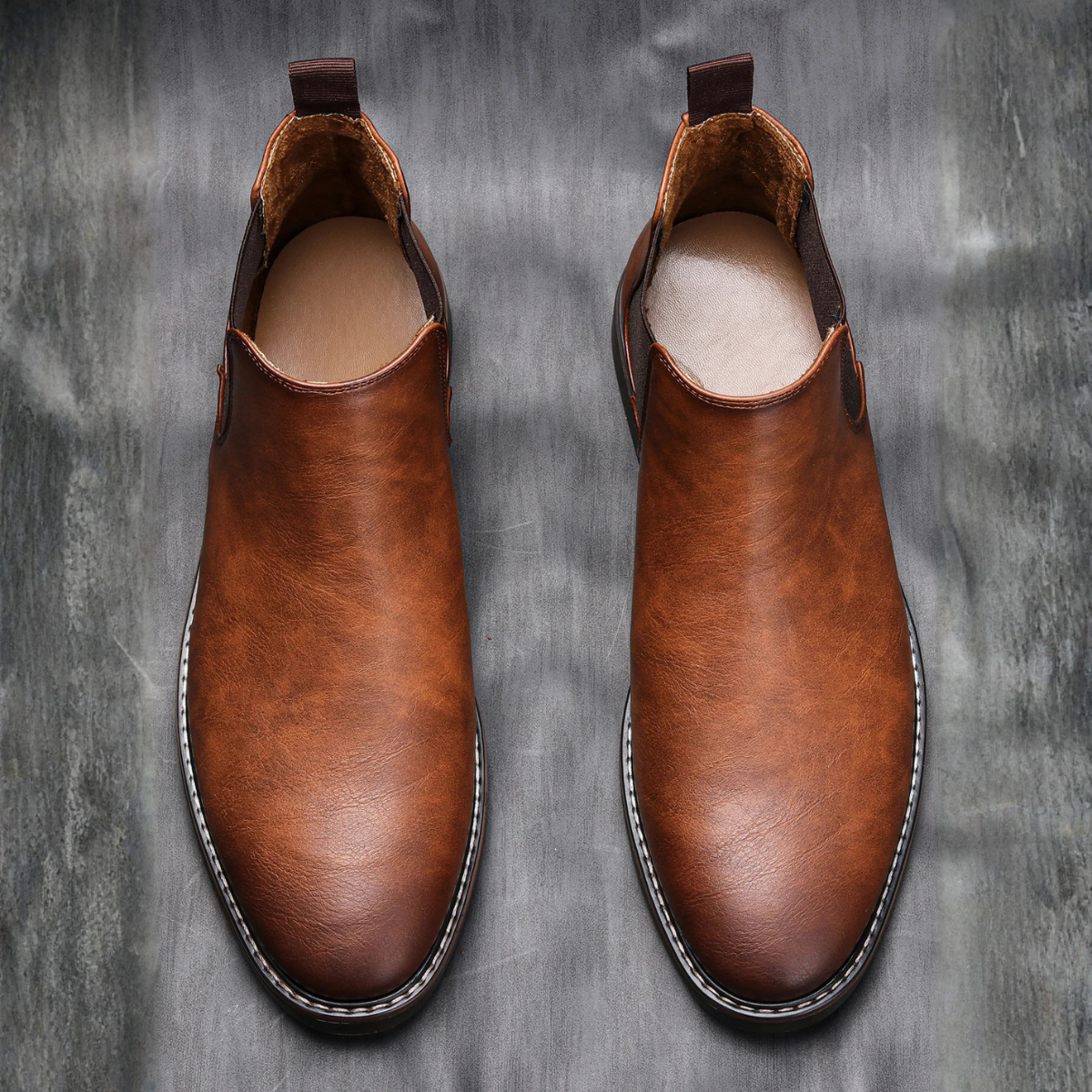 The Montalcino Men’s Brown Classic Leather Slip On Chelsea Boots