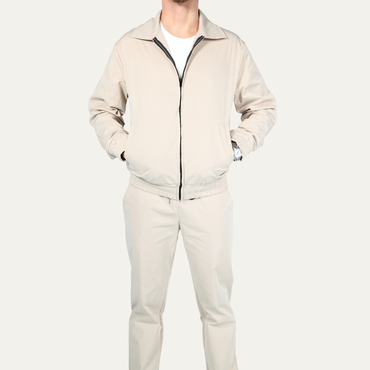 The Valencia Men’s Apricot Co Ord Set – Lightweight Cotton Jacket & Trousers