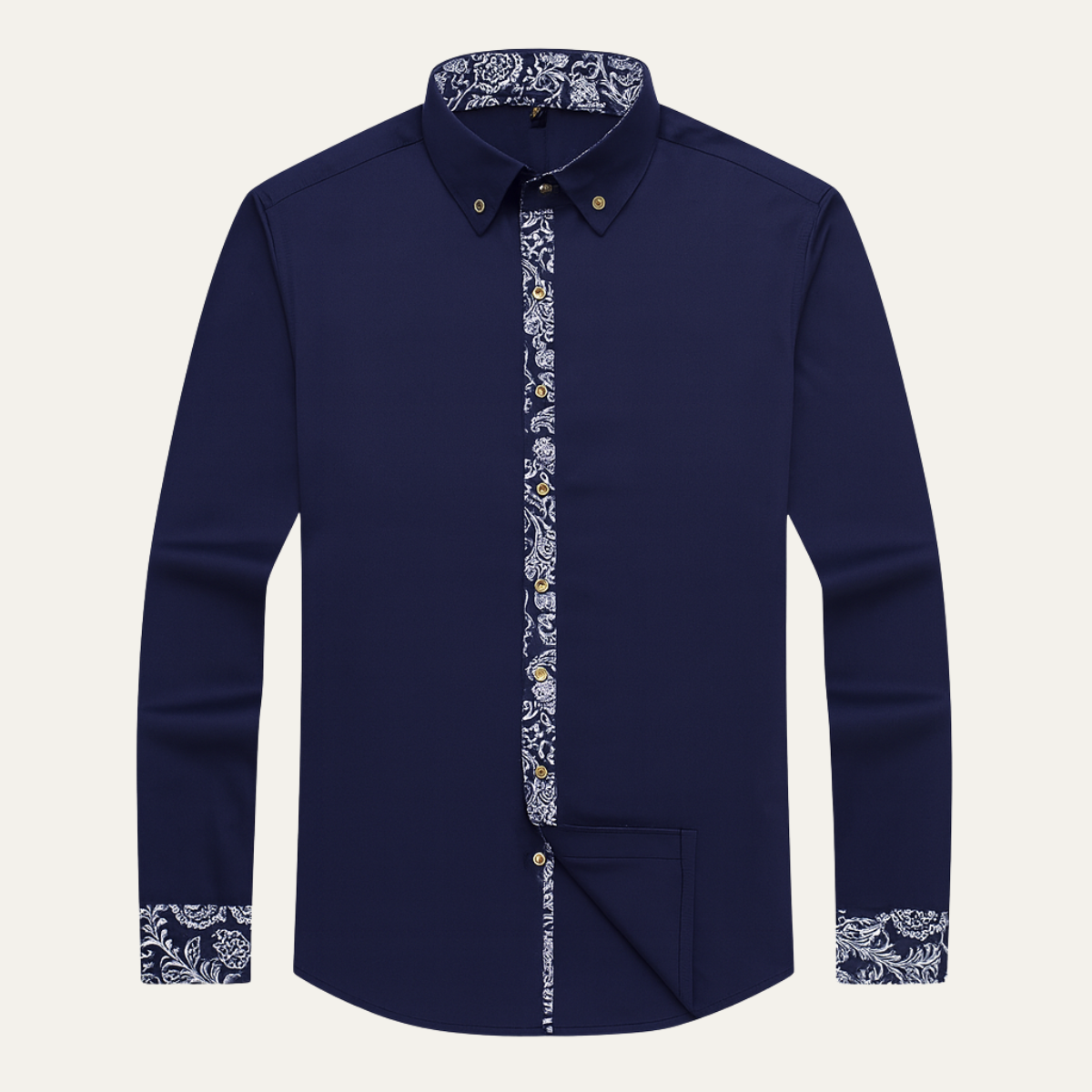 The Bellagio Men’s Business Slim Fit Shirt with Patterned Collar