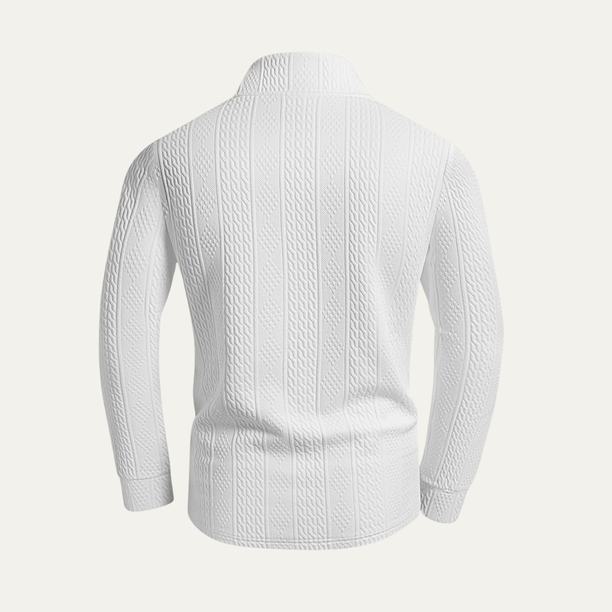 The Leighton Men’s White Quarter Zip Knit Jumper