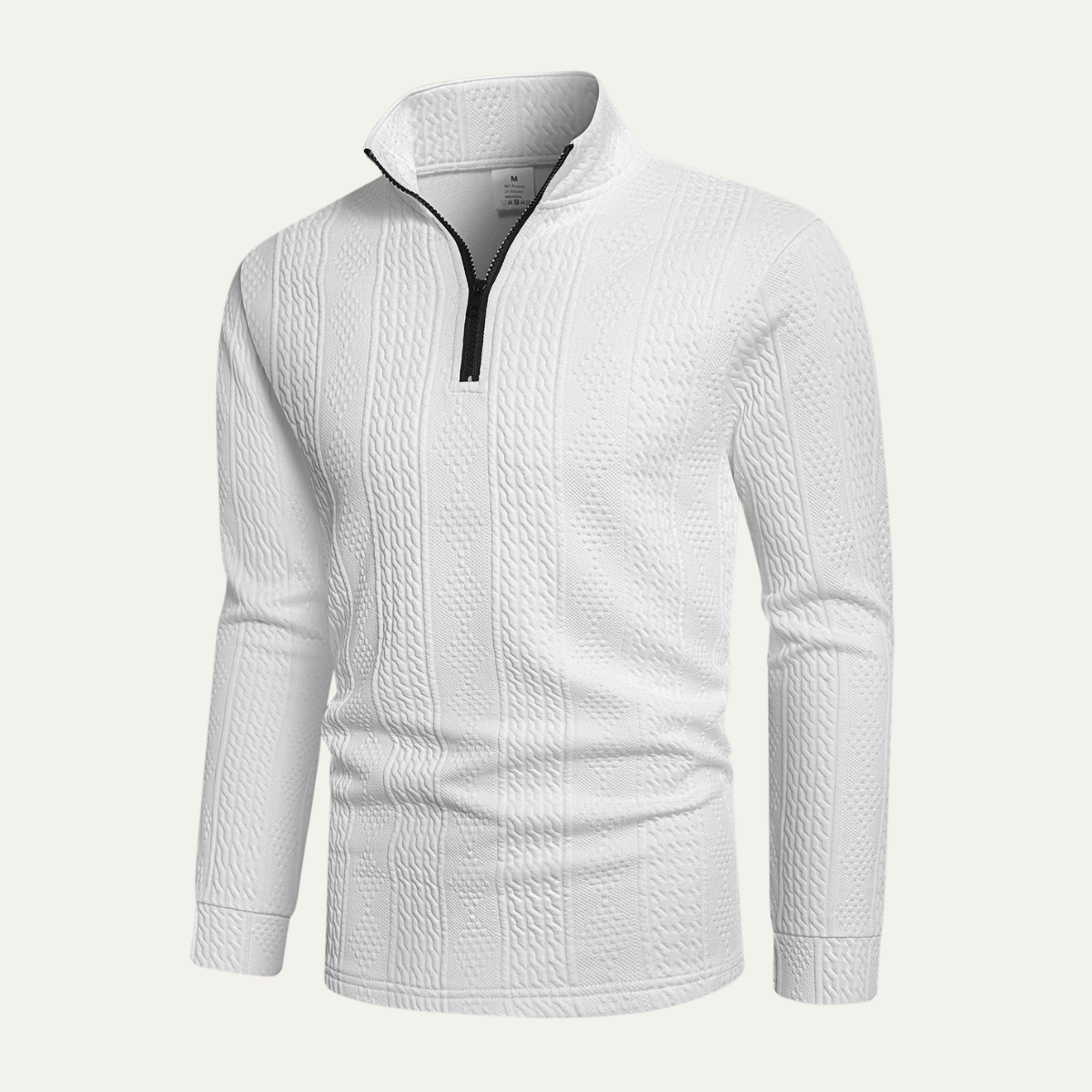 The Leighton Men’s White Quarter Zip Knit Jumper