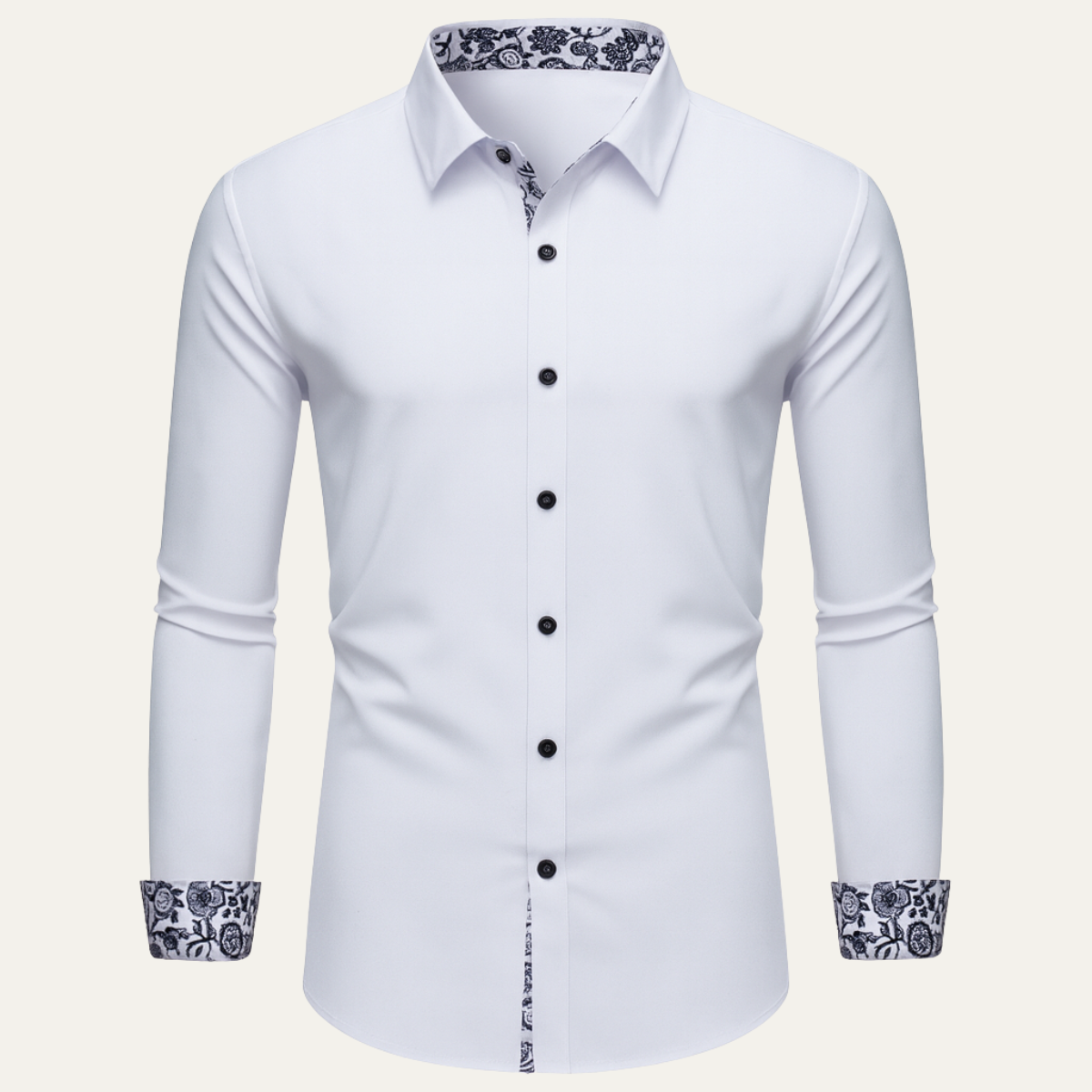 The Bellagio Men’s Business Slim Fit Shirt with Patterned Collar