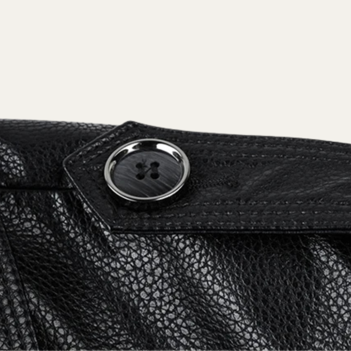 The Baveno Men's Black Smart Business Leather Trench Coat