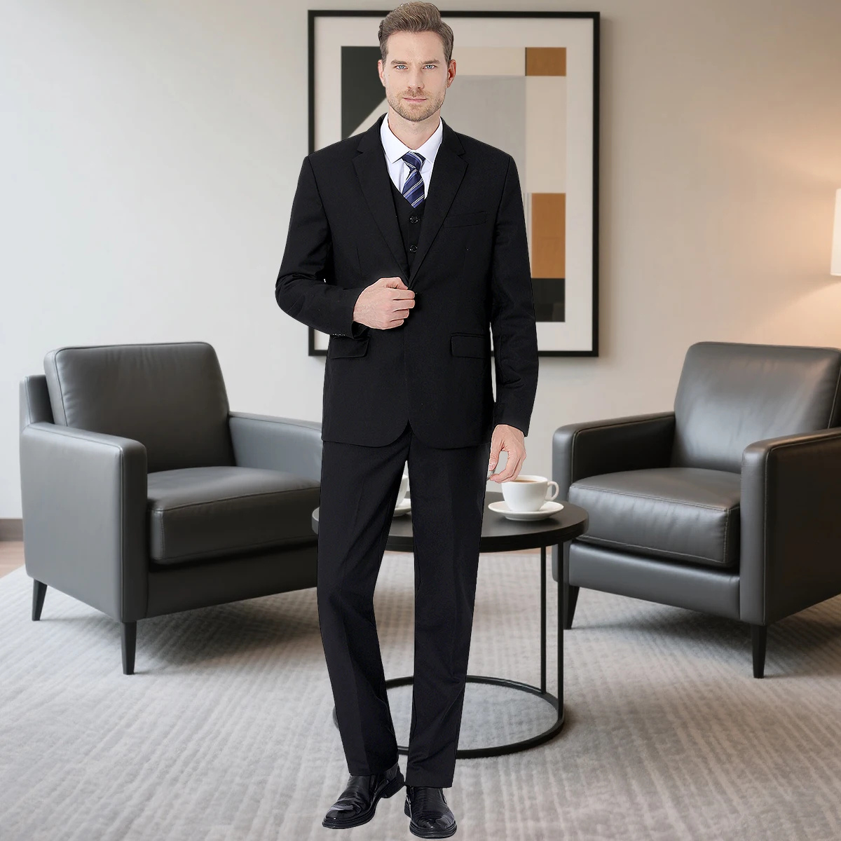 The Savelletri Men’s Elegant Wedding & Business 3 Piece Suit