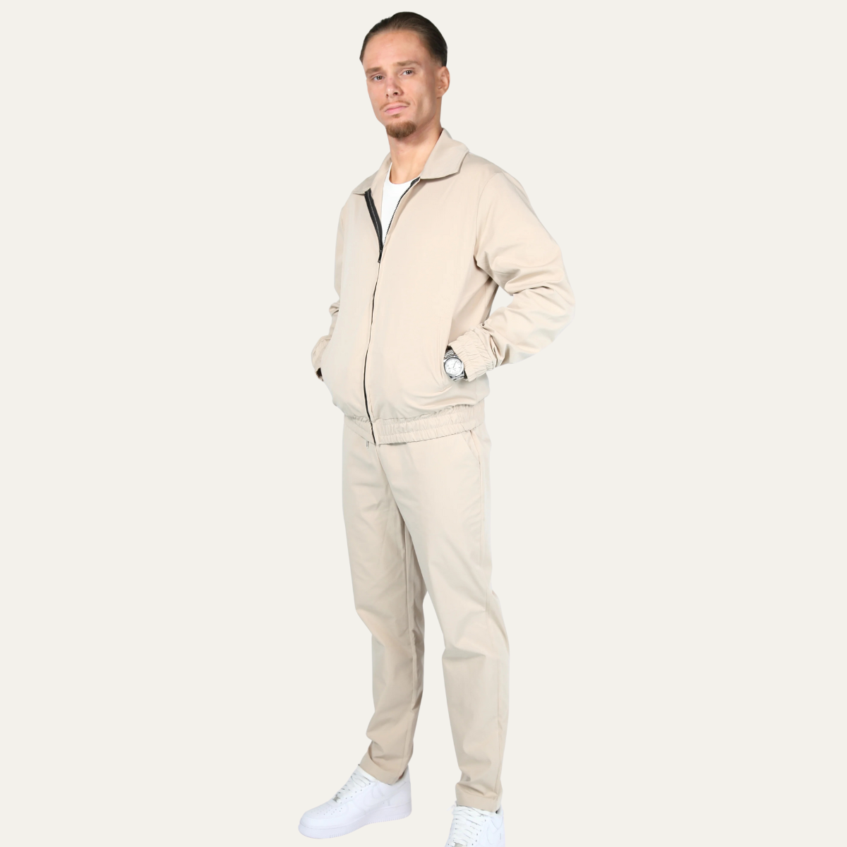 The Valencia Men’s Apricot Co Ord Set – Lightweight Cotton Jacket & Trousers