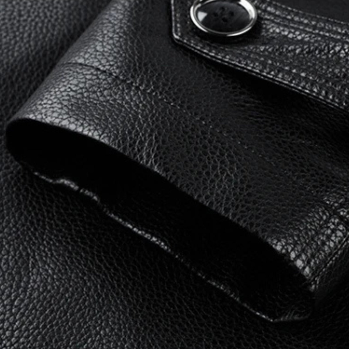 The Baveno Men's Black Smart Business Leather Trench Coat