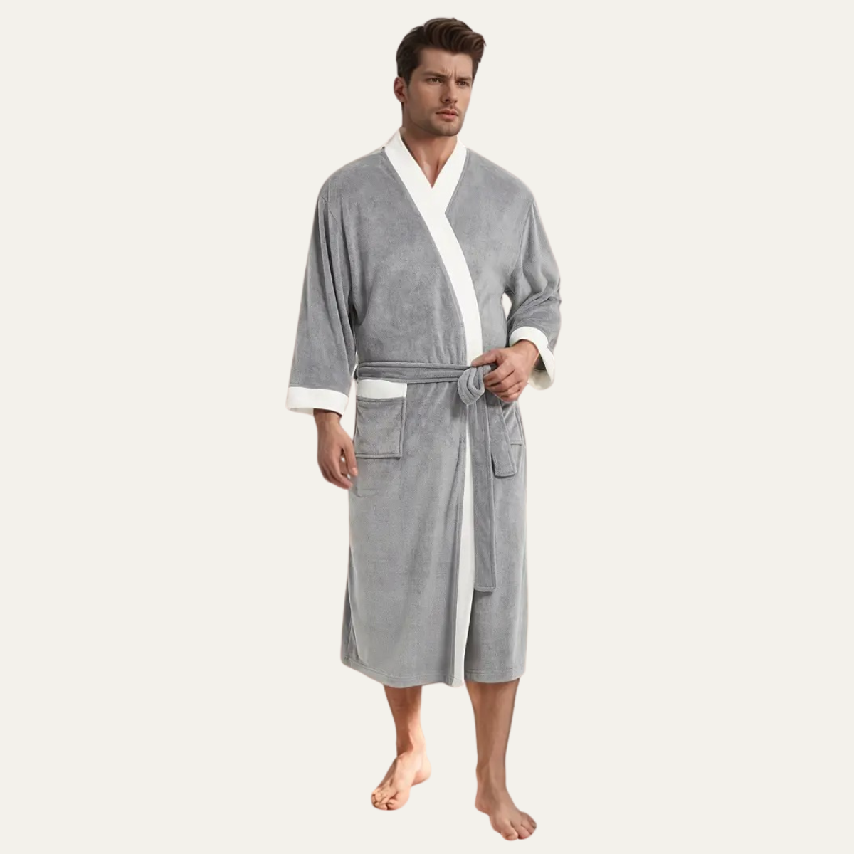 The Dulwich Men's Elegant Kimono Lightweight Spa Bathrobe with Belt