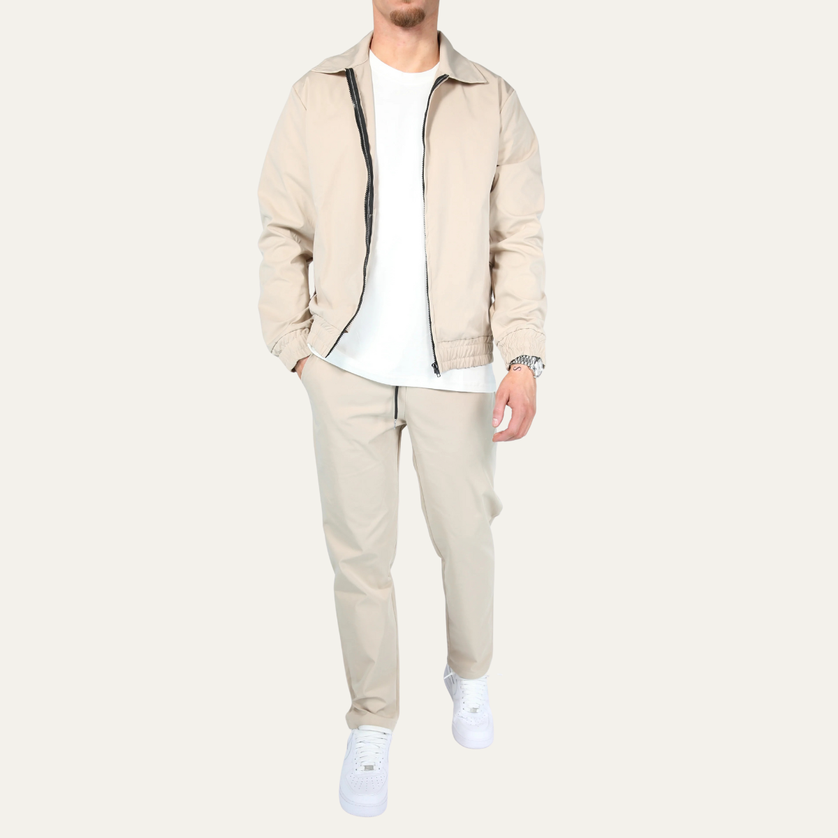 The Valencia Men’s Apricot Co Ord Set – Lightweight Cotton Jacket & Trousers