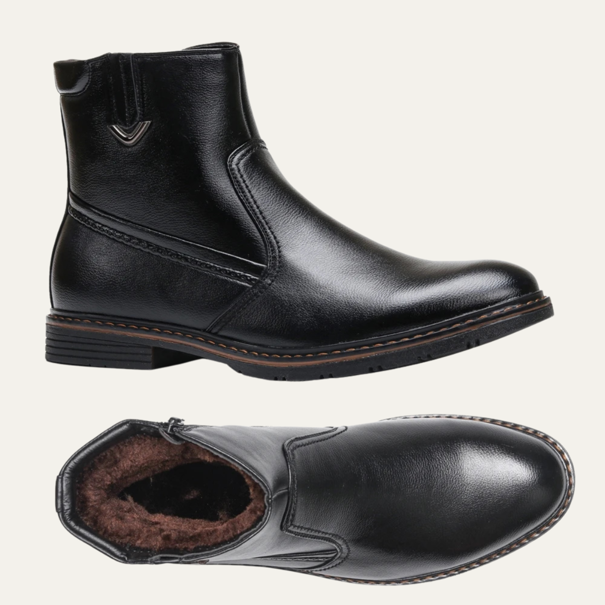 The Parioli Men’s Vintage Warm Leather Fur Lined Ankle Boots