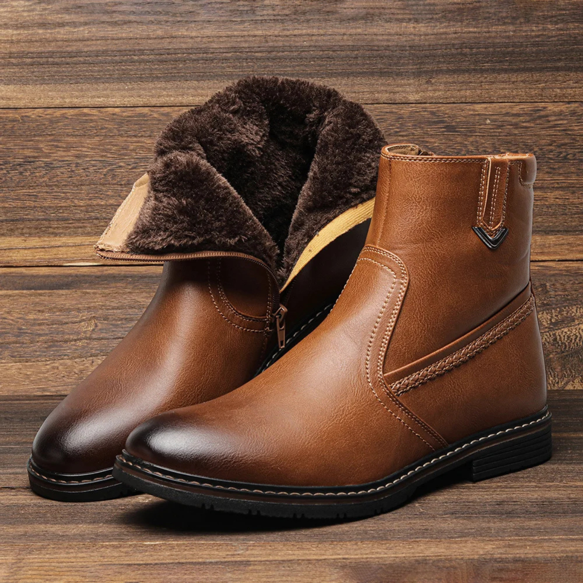 The Parioli Men’s Vintage Warm Leather Fur Lined Ankle Boots