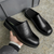 The Loughton Men's Black Leather Mule Slip-On Casual Clogs