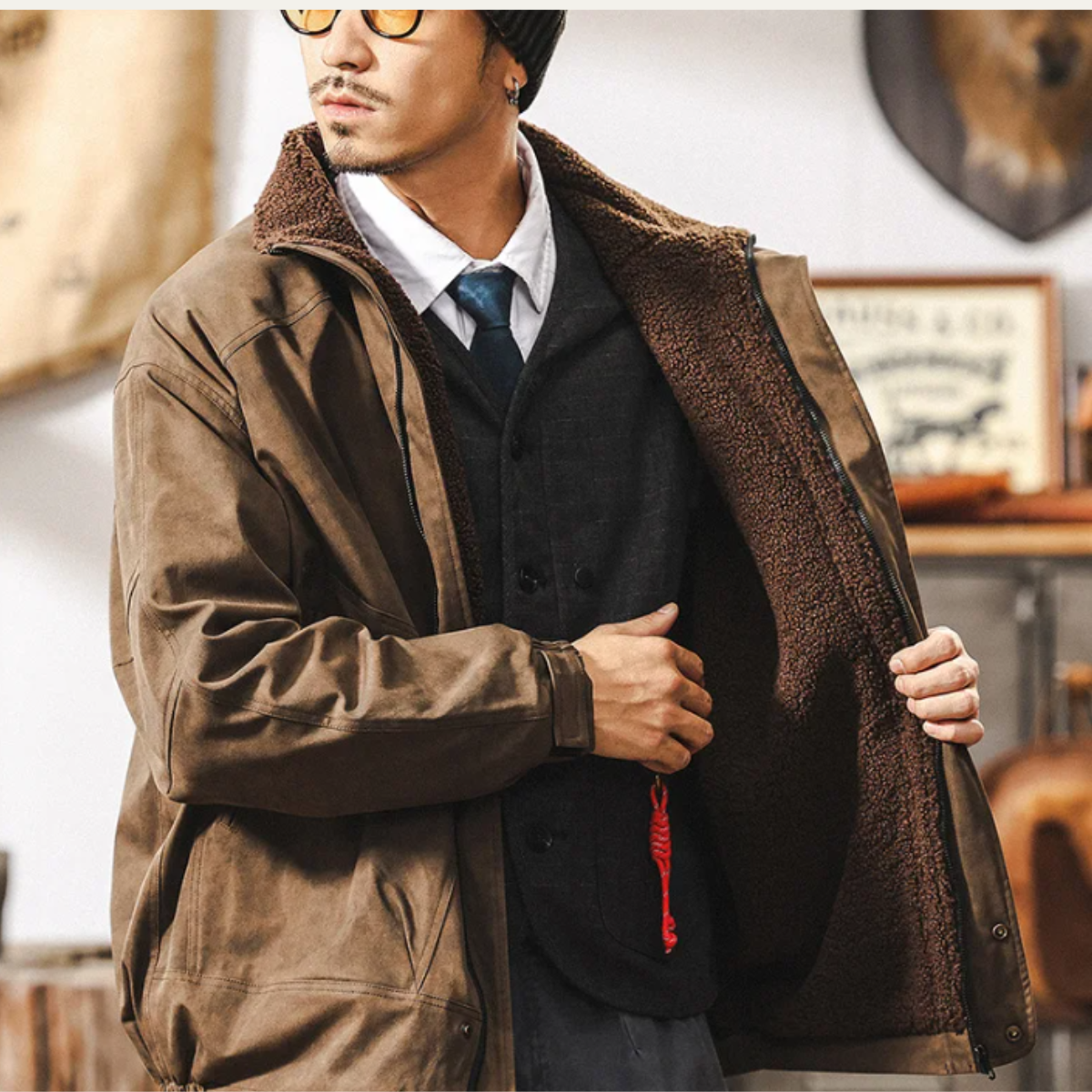 The Hampton Men’s Suede Fleece Lined Bomber Jacket