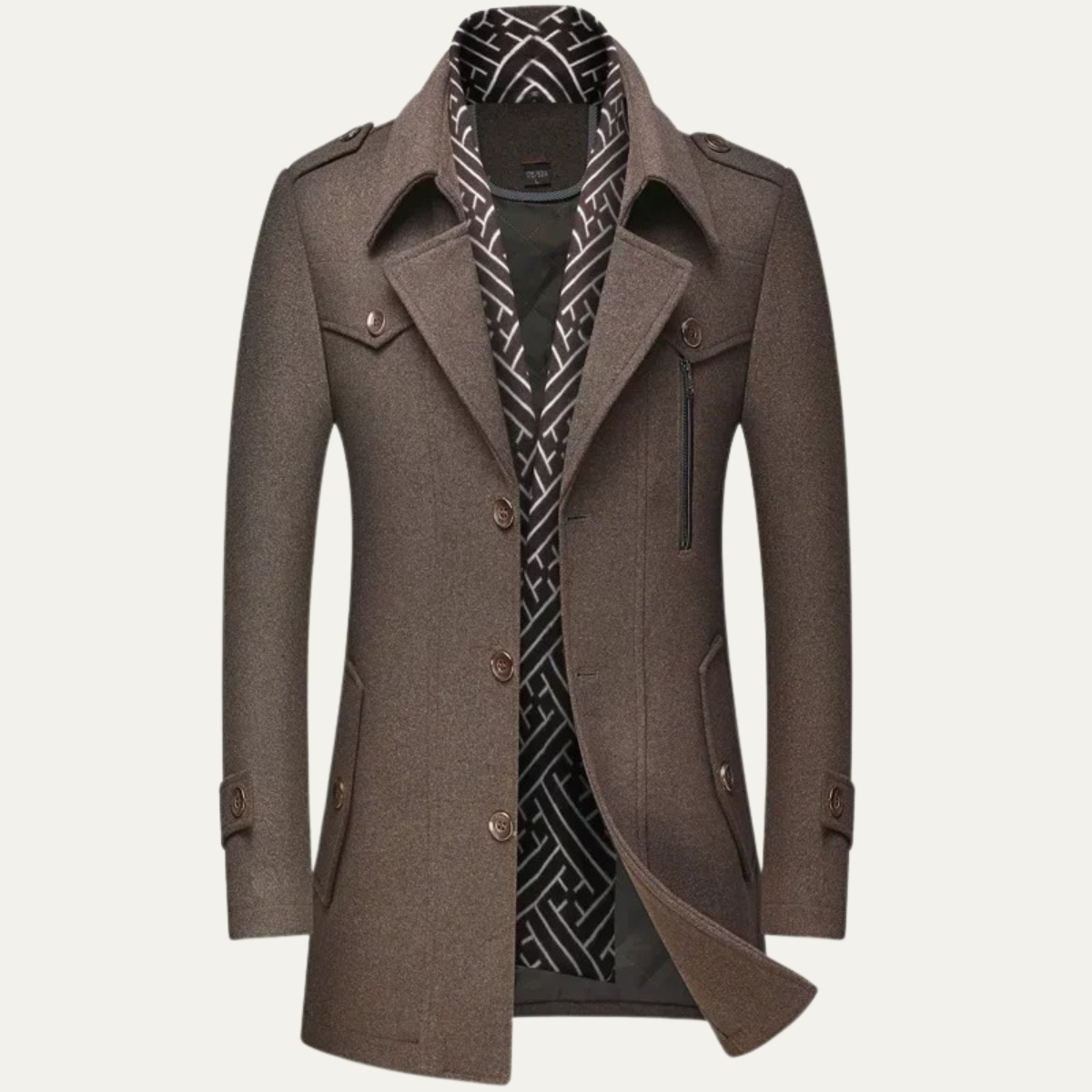 The Siena Men's Wool Blend Long Trench Coat with Lapel Collar