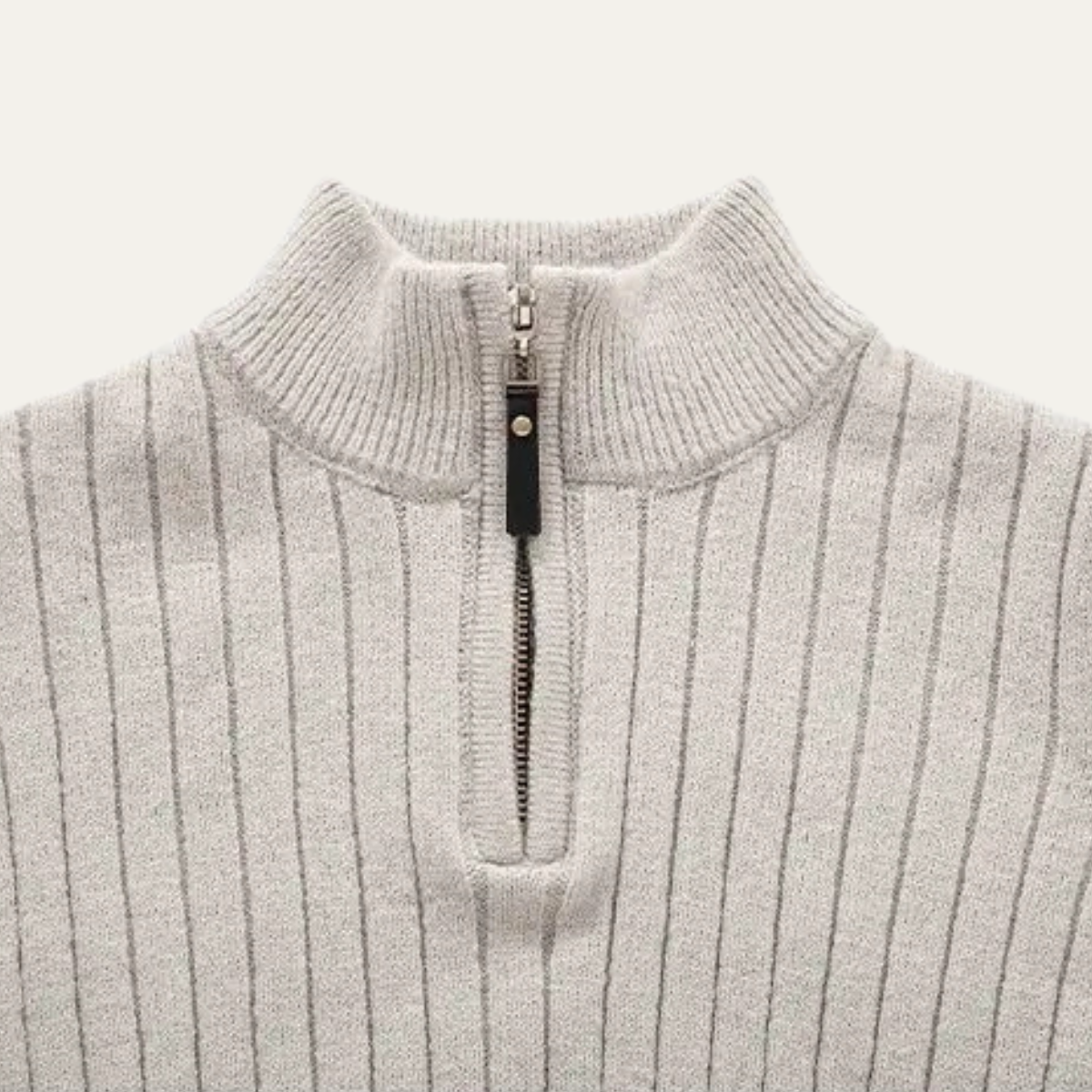 The Favignana Men's Knitted Stand Collar Ribbed Half Zip Jumper
