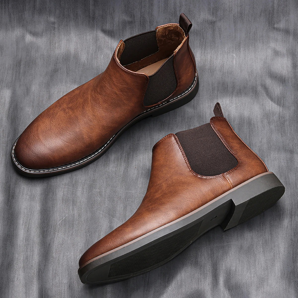 The Montalcino Men’s Brown Classic Leather Slip On Chelsea Boots