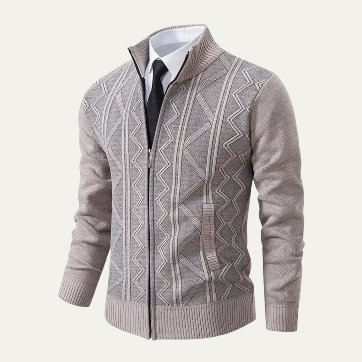 The Chianti Men’s High Neck Winter Zip Up Knit Cardigan