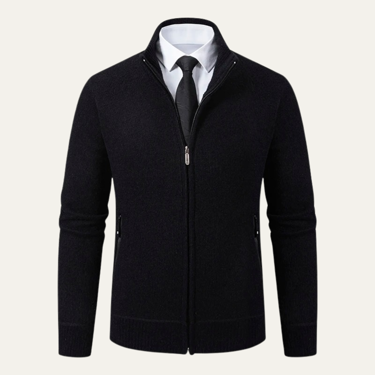 The Inverness Men's Elegant Fleece Knit Zip Cardigan with Pockets