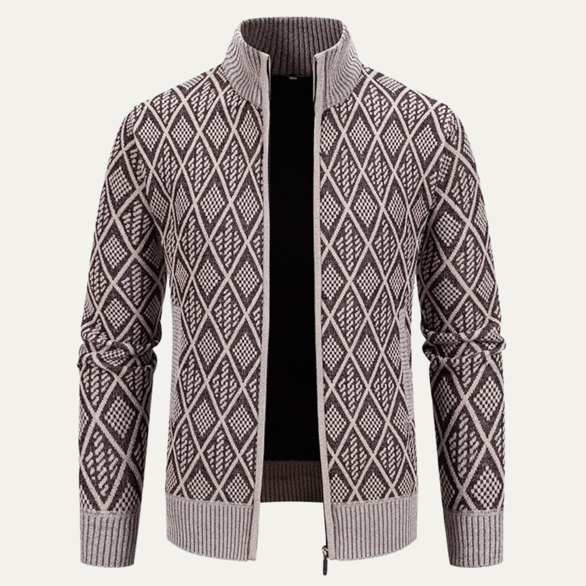 The Arezzo Men’s Smart Casual Diamond Patterned Knit Jacket