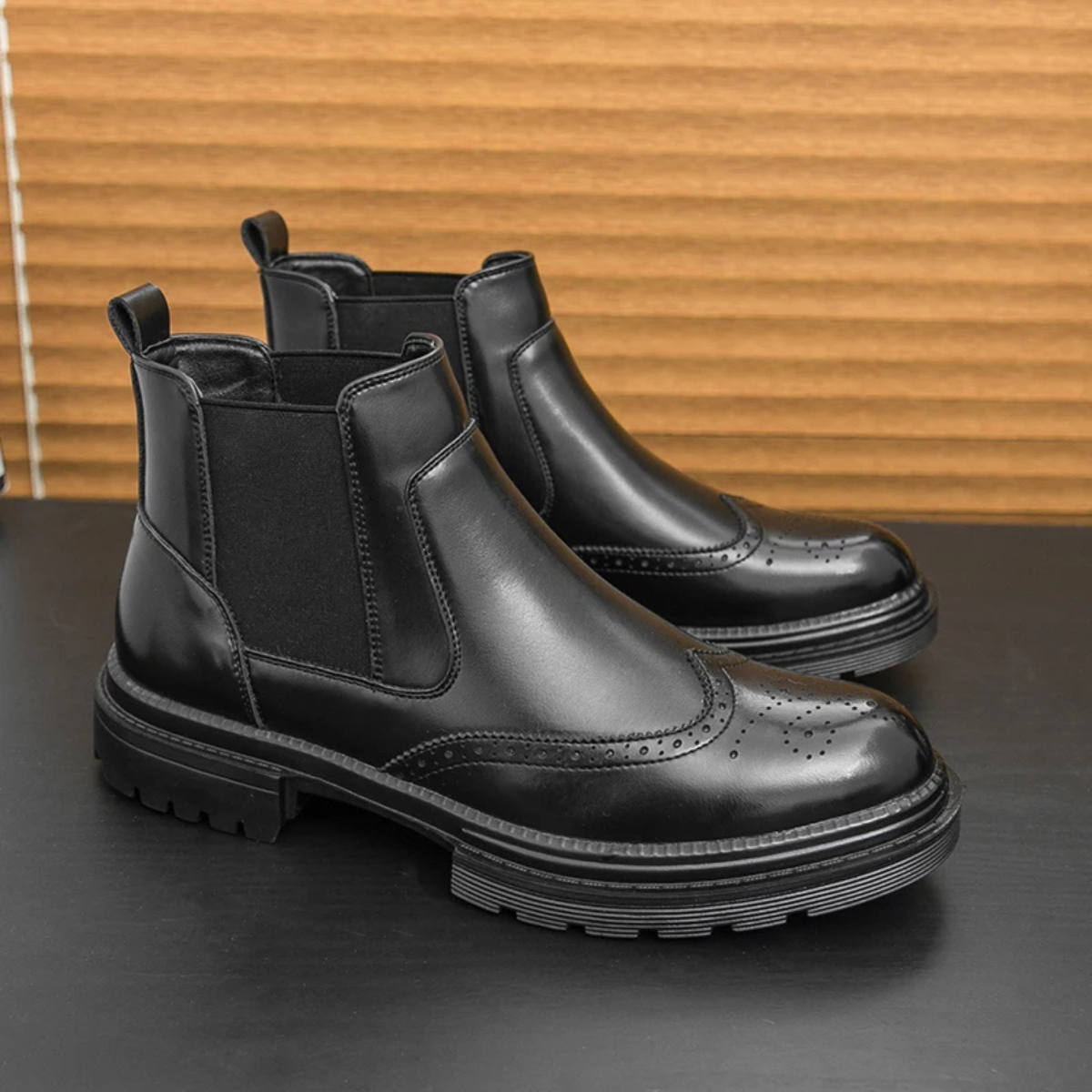 The Ortisei Men’s Retro Business Dress Chelsea Boots with Anti-Slip Sole