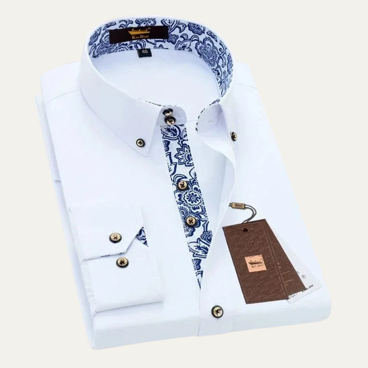 The Bellagio Men’s Business Slim Fit Shirt with Patterned Collar
