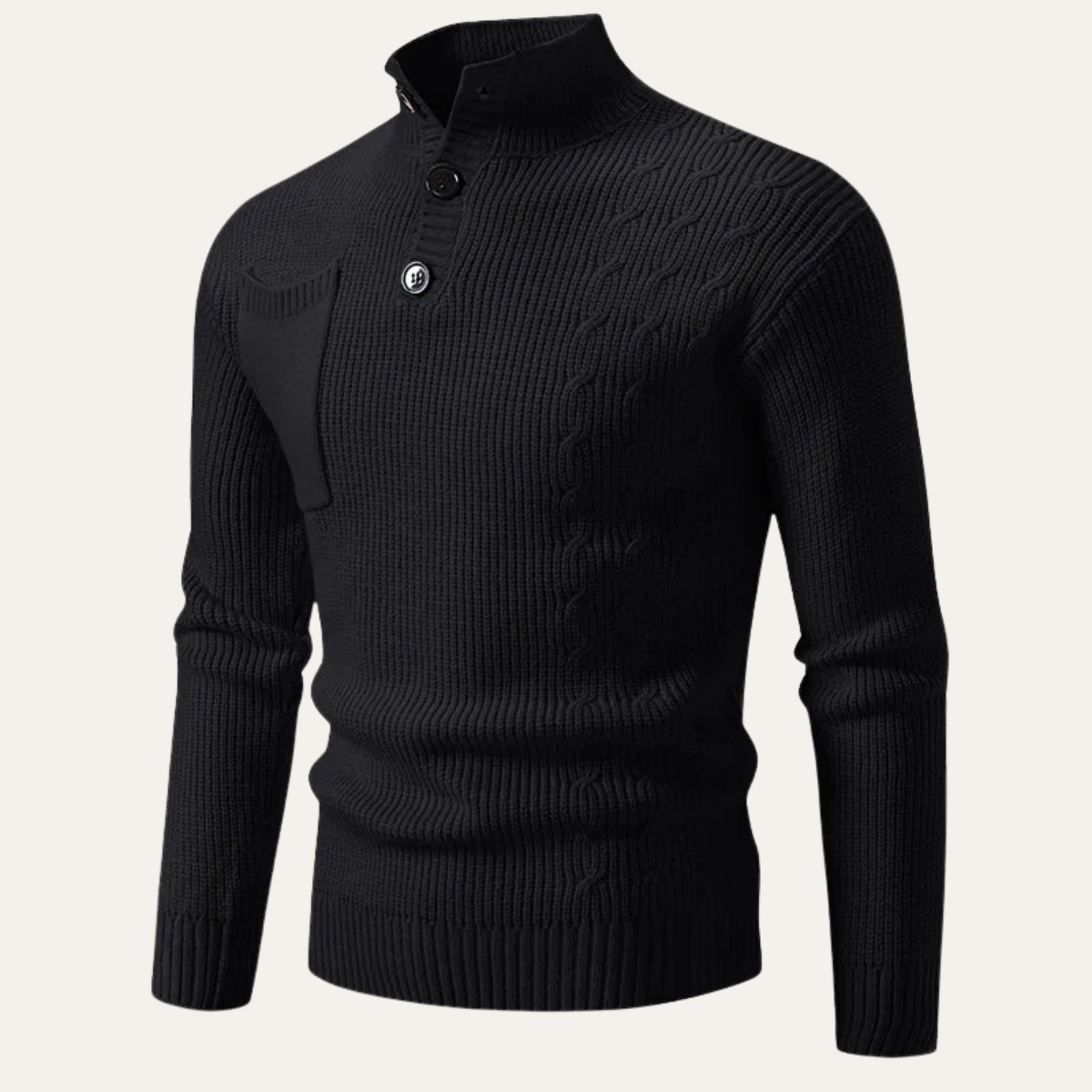 The Alberobello Men’s Winter Stand Collar Knitted Jumper with Buttons