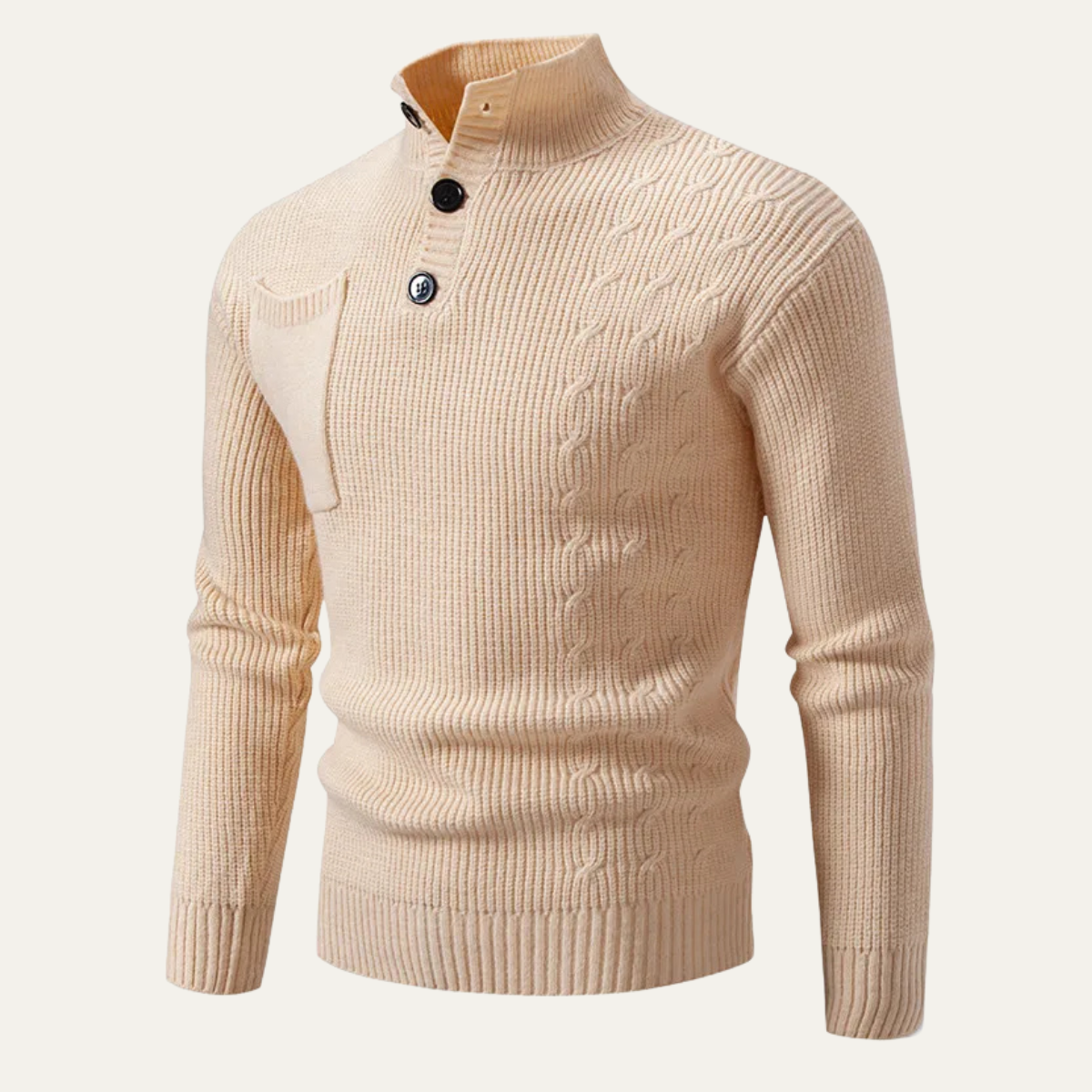 The Alberobello Men’s Winter Stand Collar Knitted Jumper with Buttons