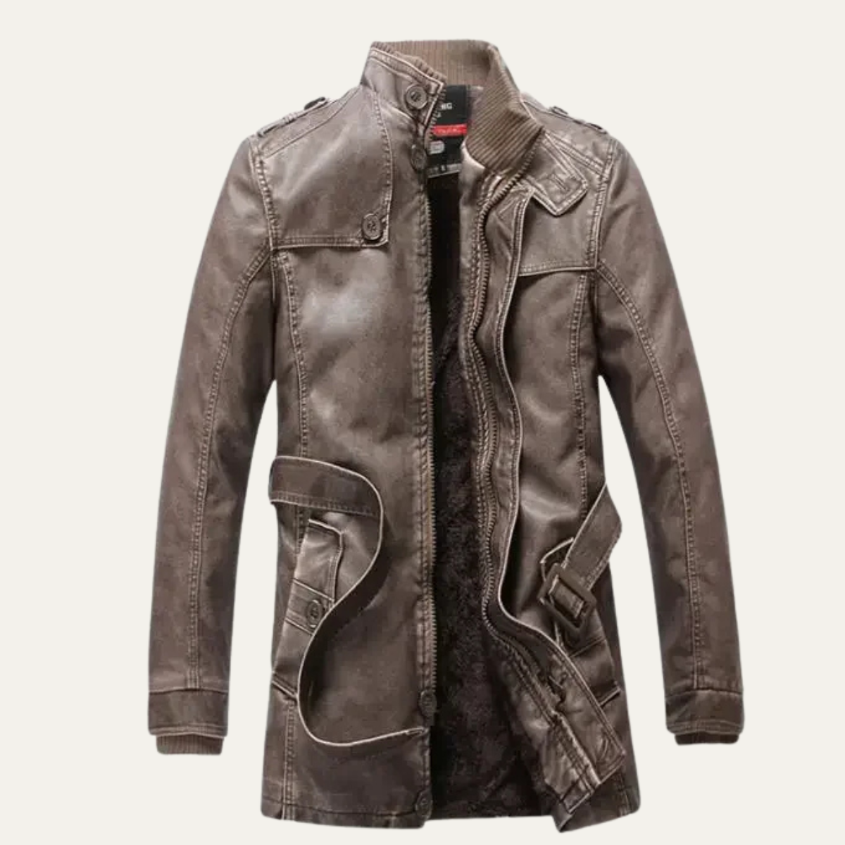 The Menaggio Men’s Vintage Thick Fleece Lined Leather Jacket