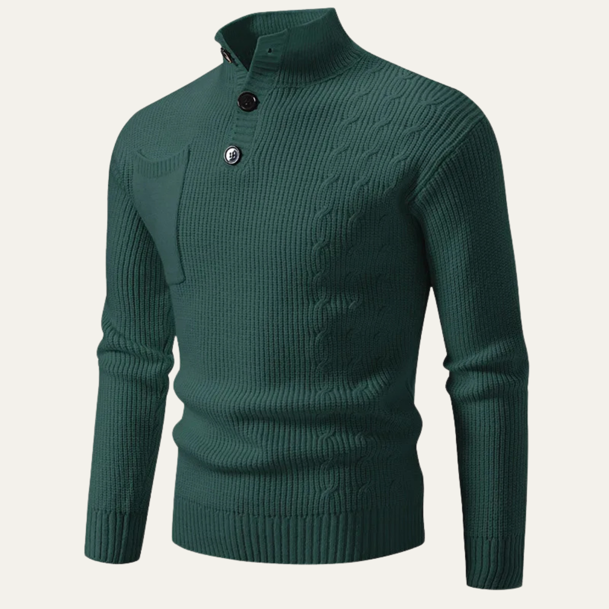 The Alberobello Men’s Winter Stand Collar Knitted Jumper with Buttons