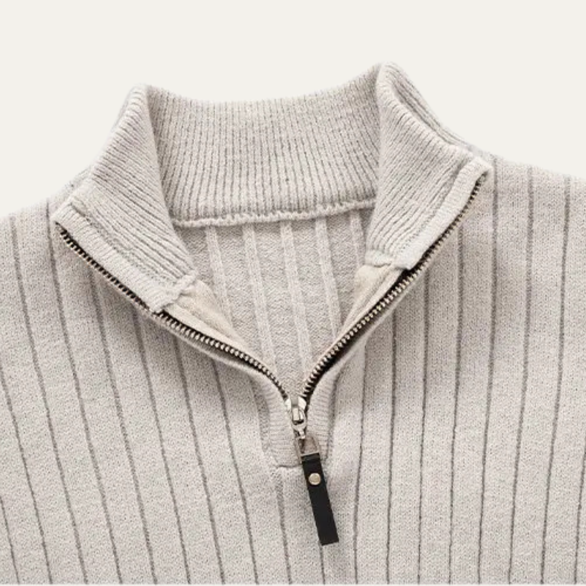 The Favignana Men's Knitted Stand Collar Ribbed Half Zip Jumper