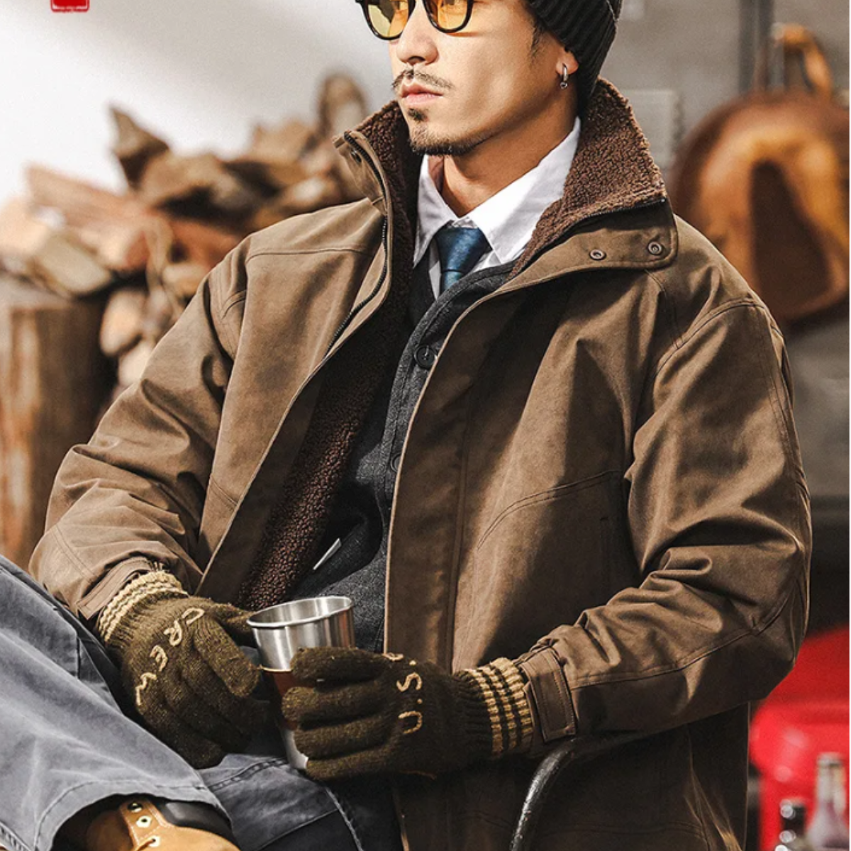 The Hampton Men’s Suede Fleece Lined Bomber Jacket