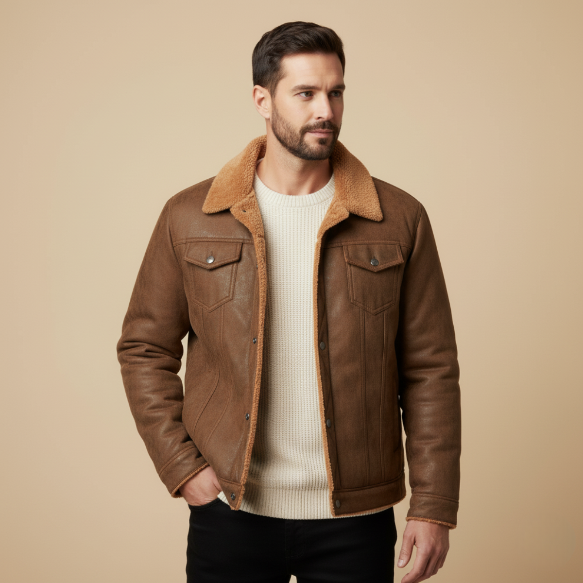 The Wrexham Men's Shearling Vintage Leather Jacket