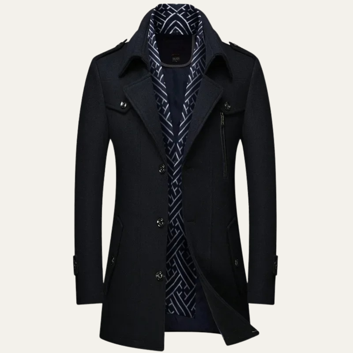 The Siena Men's Wool Blend Long Trench Coat with Lapel Collar