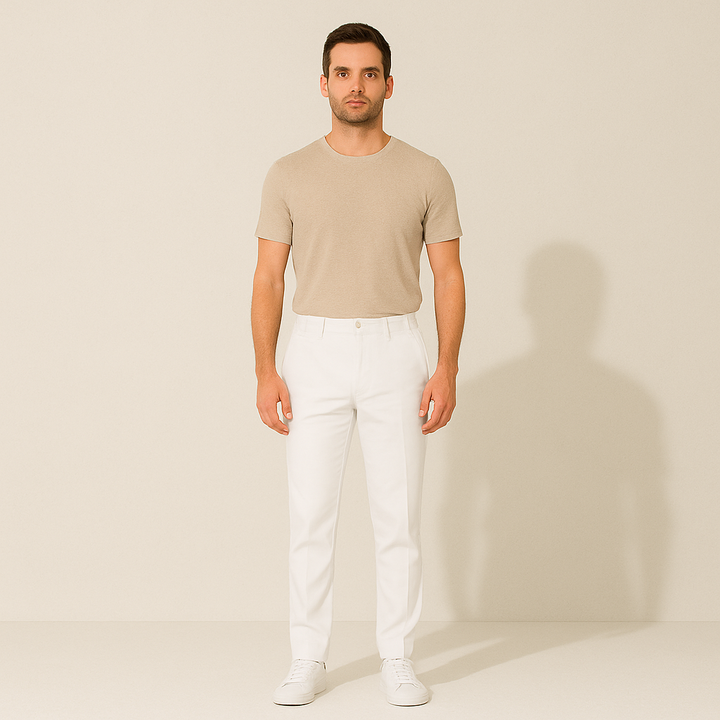 The Santorini Classic Chino Trousers For Men - White