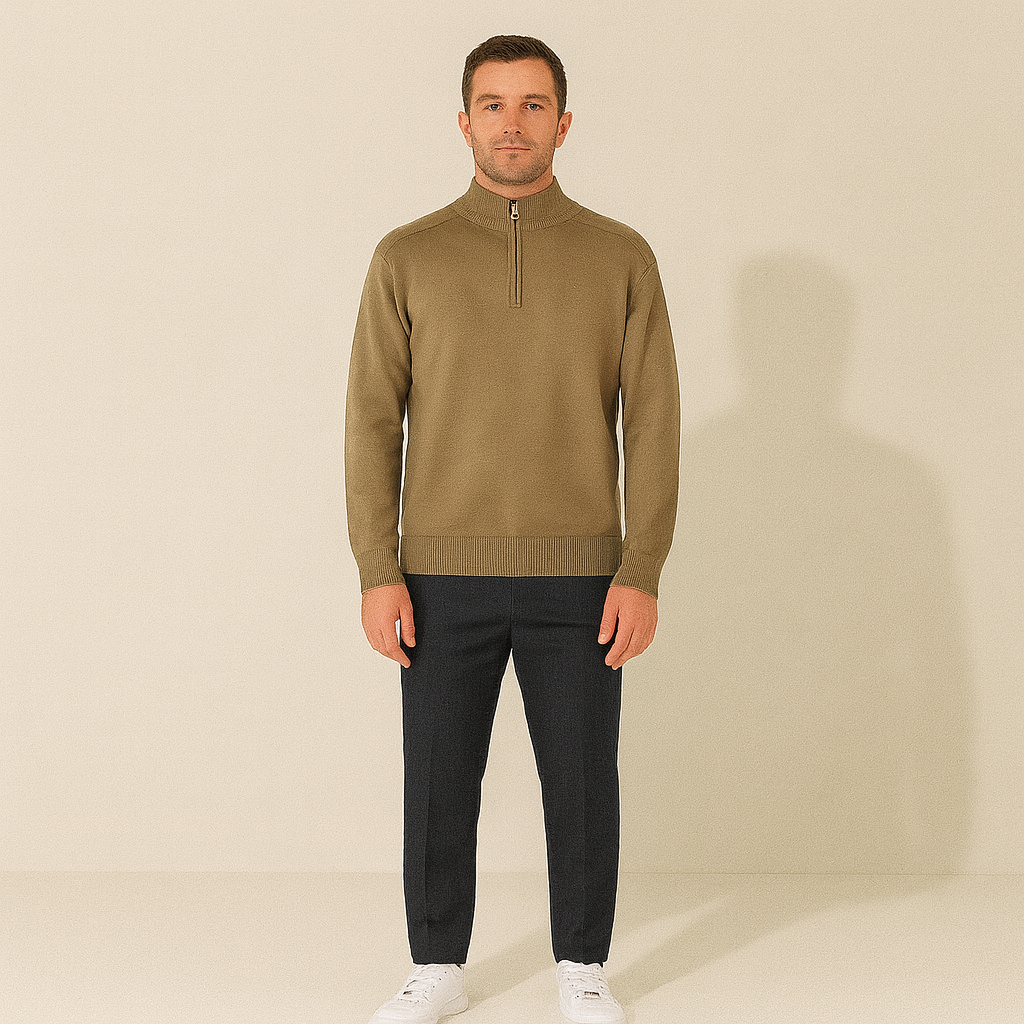 The Marriott Men’s Knitted Quarter Zip Merino Wool Jumper
