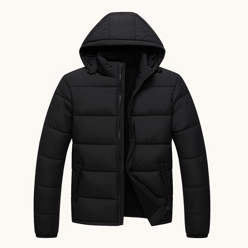 The Cardiff Men’s Winter Hooded Puffer Jacket with Detachable Hood Coat