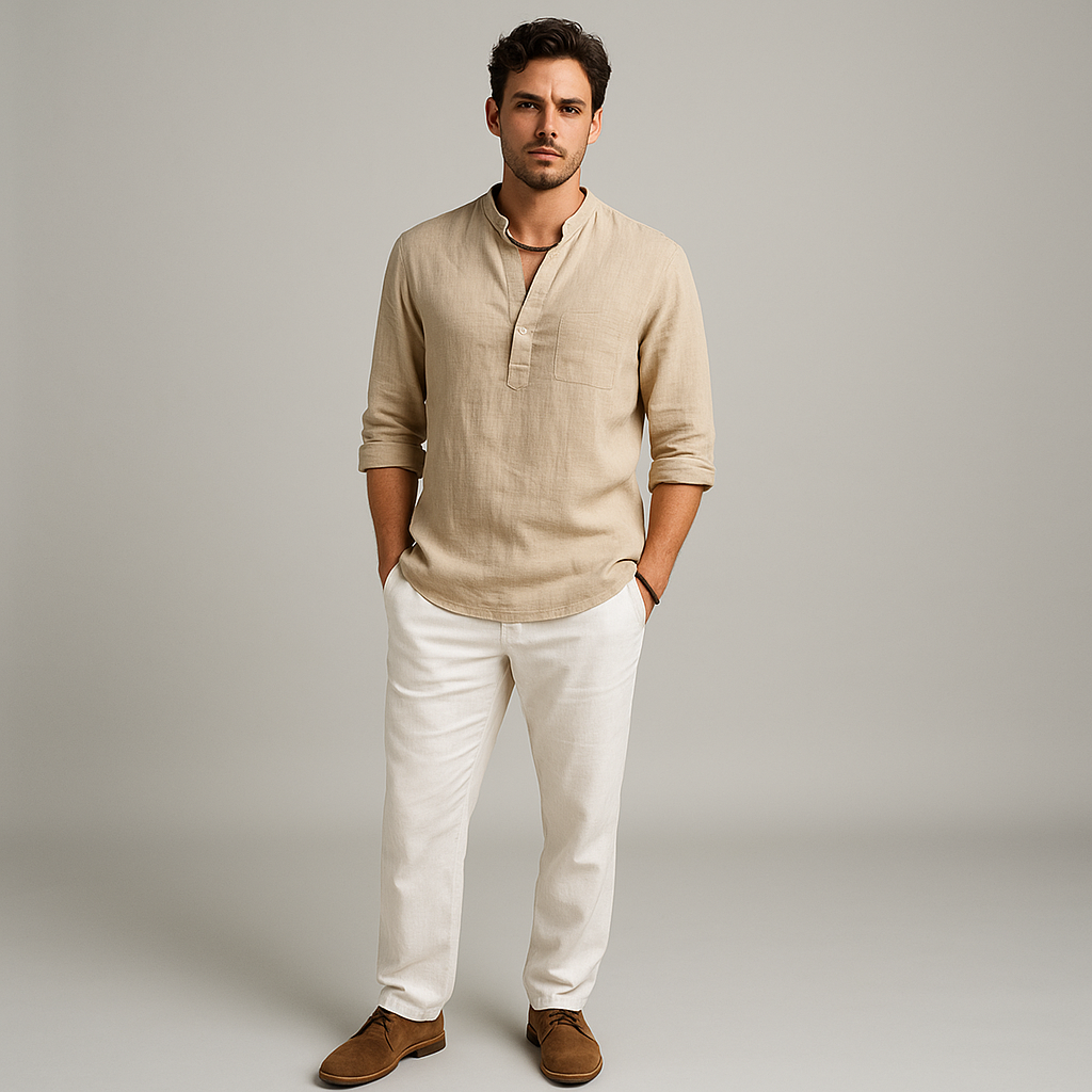 Men's Lightweight Linen Shirt Casual Slim Fit-The British Gentlemen