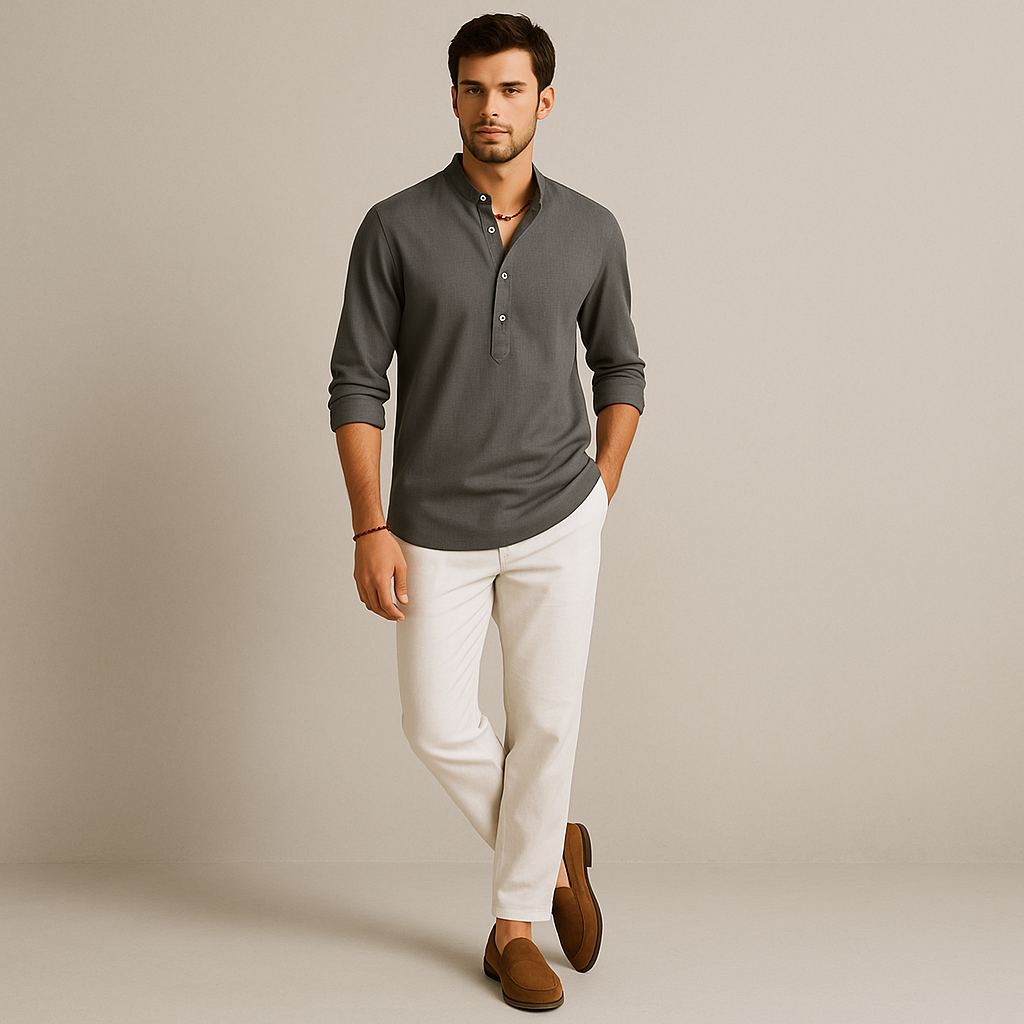 Men's Lightweight Linen Shirt Casual Slim Fit-The British Gentlemen