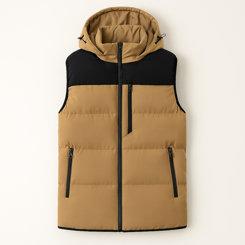 The Praiano Men’s Two Tone Hooded Puffer Gilet Winter Waist Coats