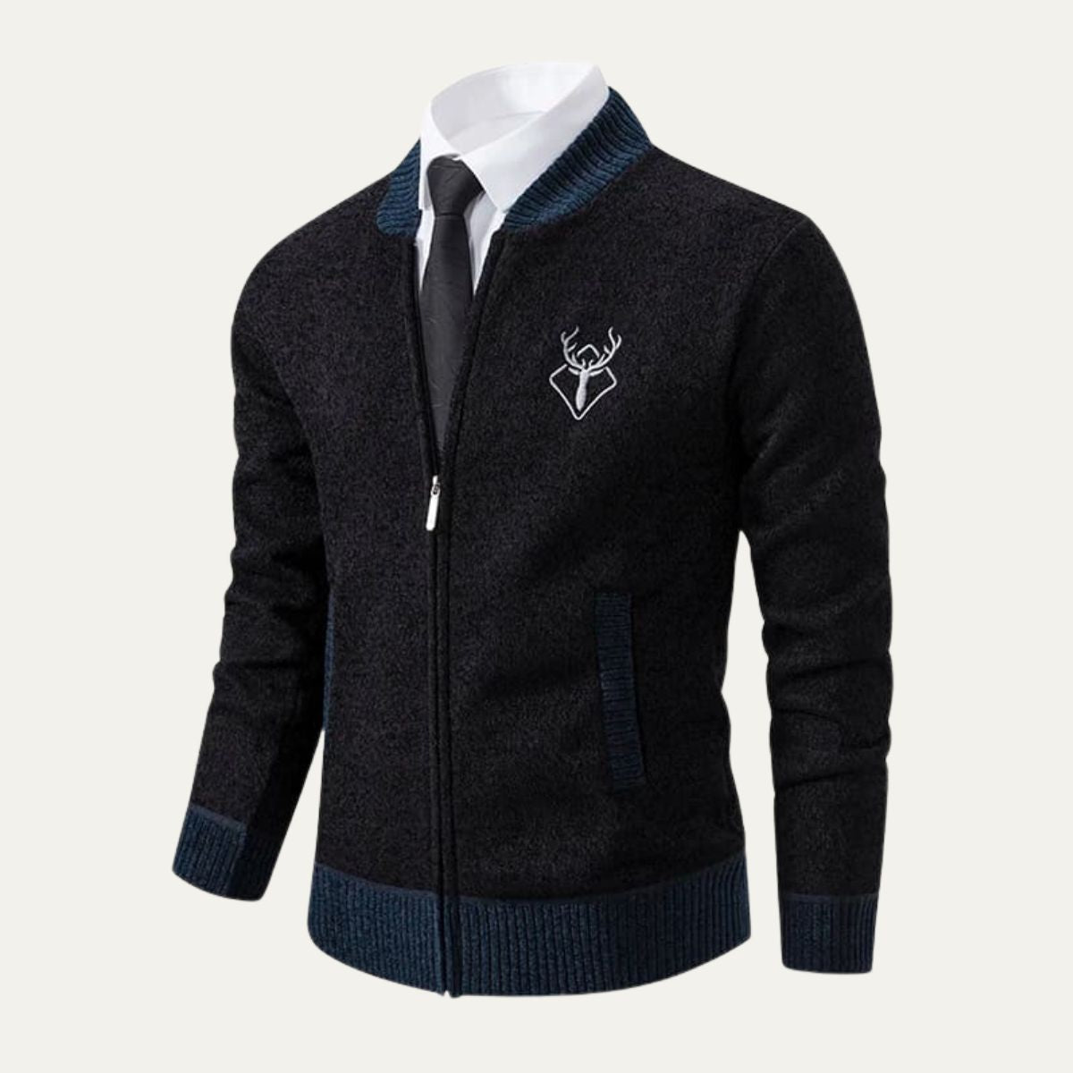 The Levanzo Men’s Contrast Embroidered Knit Bomber Cardigan